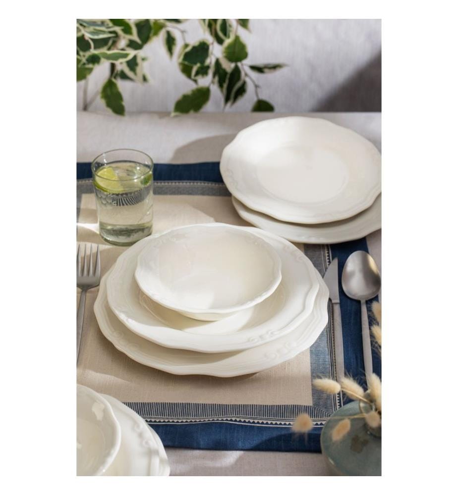 Service de table 24 pièces, blanc, 100 % porcelaine