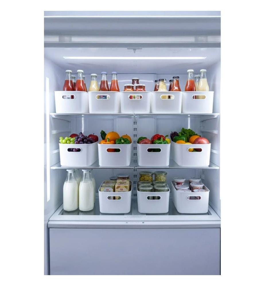 Set di organizer per frigorifero, 12 pezzi, bianco, 100% plastica
