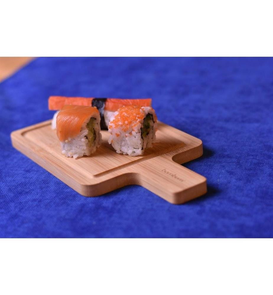 Planche de présentation des aliments, noyer, bambou