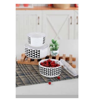 Set di scatole portaoggetti, 6 pezzi, bianco, nero, gres ceramico, antibatterico