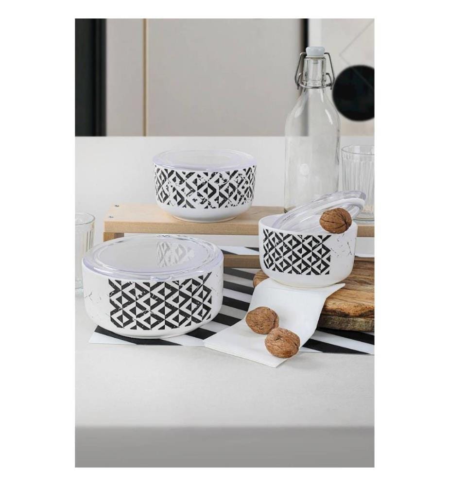 Boîte de rangement, 6 pièces, blanc, noir, grès céramique, antibactérien