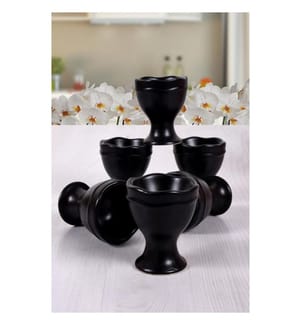 Set de coquetiers, 6 pièces, noir mat, céramique, n'absorbe pas l'eau