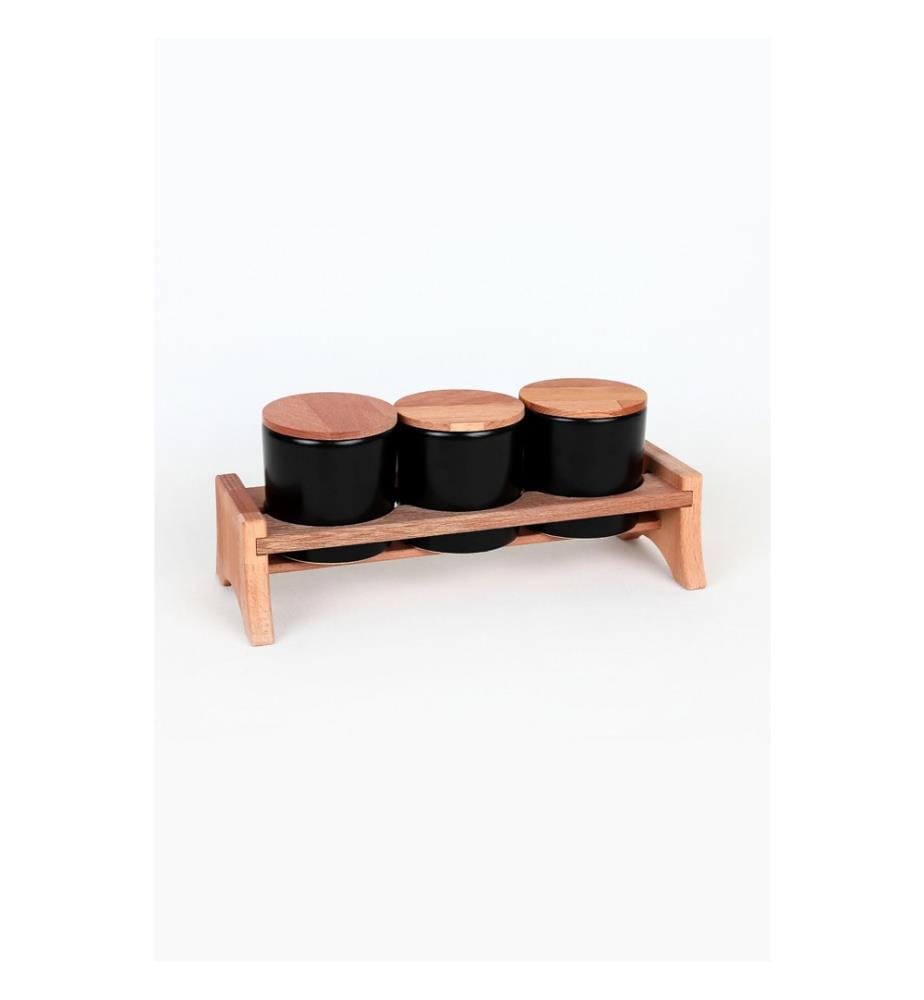 Storage Box Set, 3 Pieces, Matte Black, Ceramic, Antibacterial