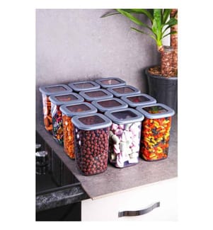Boîte de rangement, 12 pièces, gris, plastique