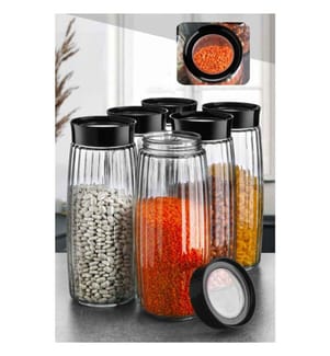 Set di barattoli, 6 pezzi, trasparente, vetro