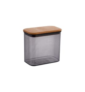 Aufbewahrungsbox, Anthrazit, Kunststoff & Holz