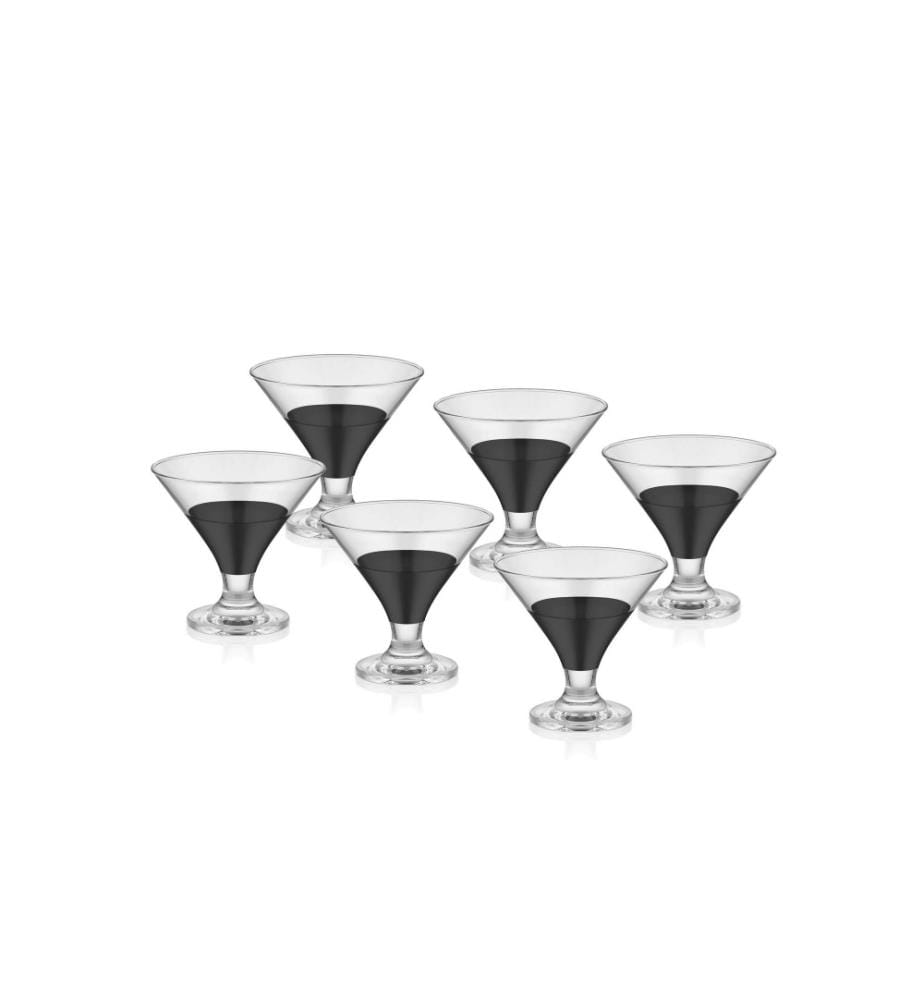 Eisbecher-Set, 6-teilig, schwarz, Glas