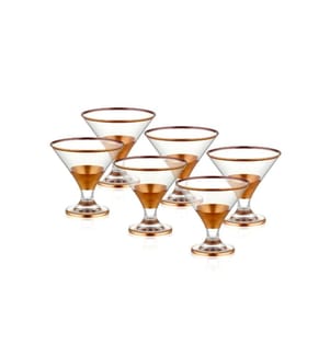 Set de coupes à glace, 6 pièces, or rose, verre