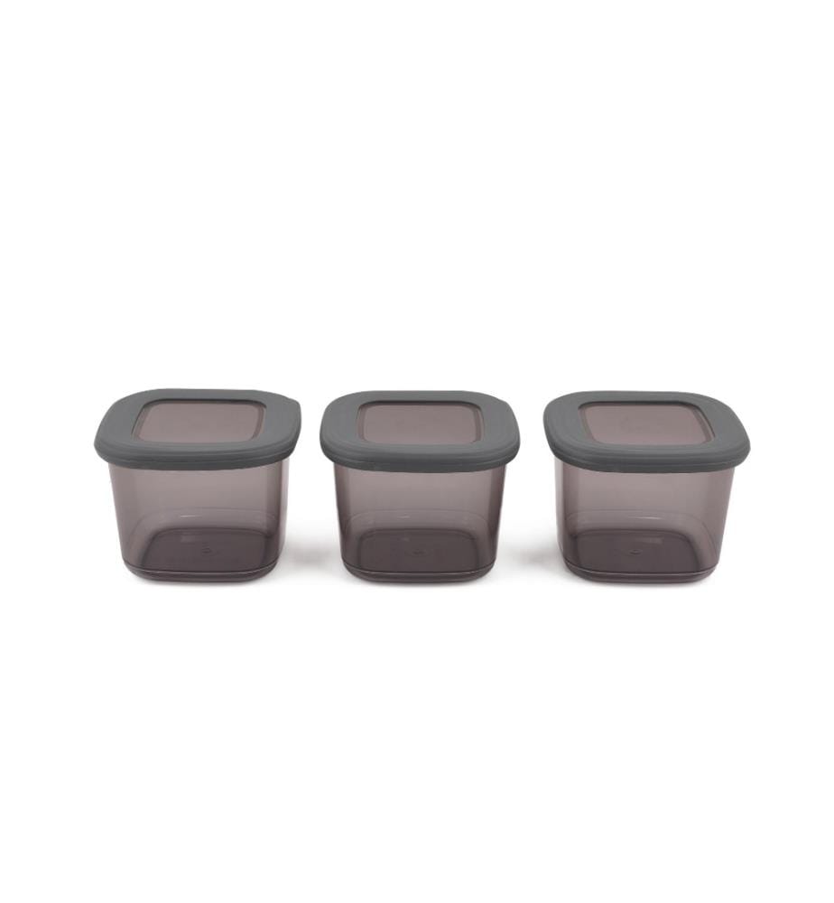 Storage Box Set, 3 Pieces, Anthracite, Plastic, Bpa Free