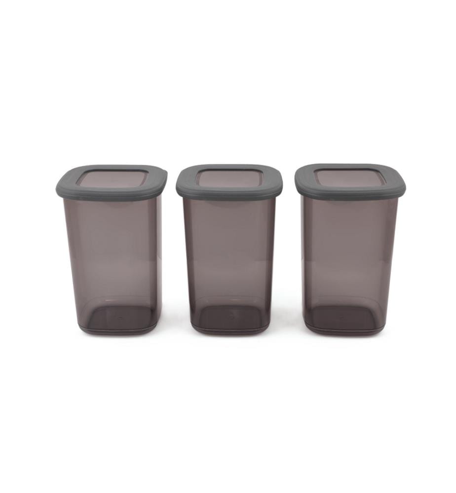 Storage Box Set, 3 Pieces, Anthracite, Plastic, Bpa Free