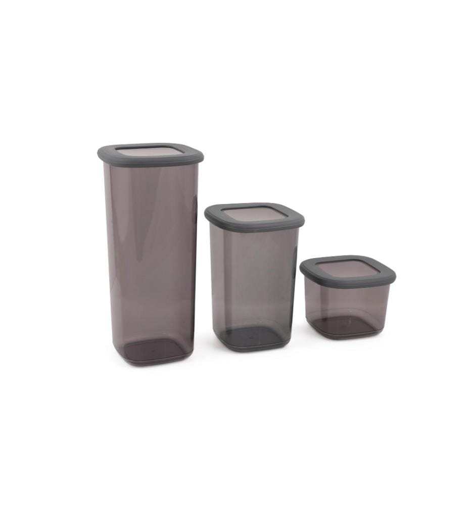 Storage Box Set, 3 Pieces, Anthracite, Plastic, Bpa Free