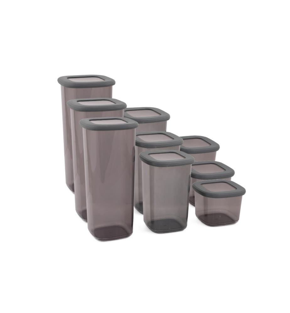 Storage Box Set, 9 Pieces, Anthracite, Plastic, Bpa Free