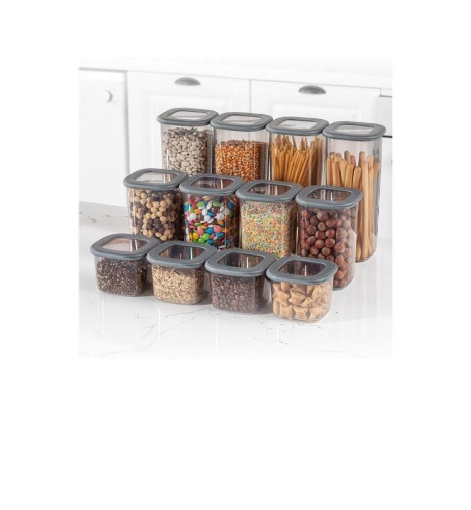 Storage Box Set, 12 Pieces, Anthracite, Plastic, Bpa Free