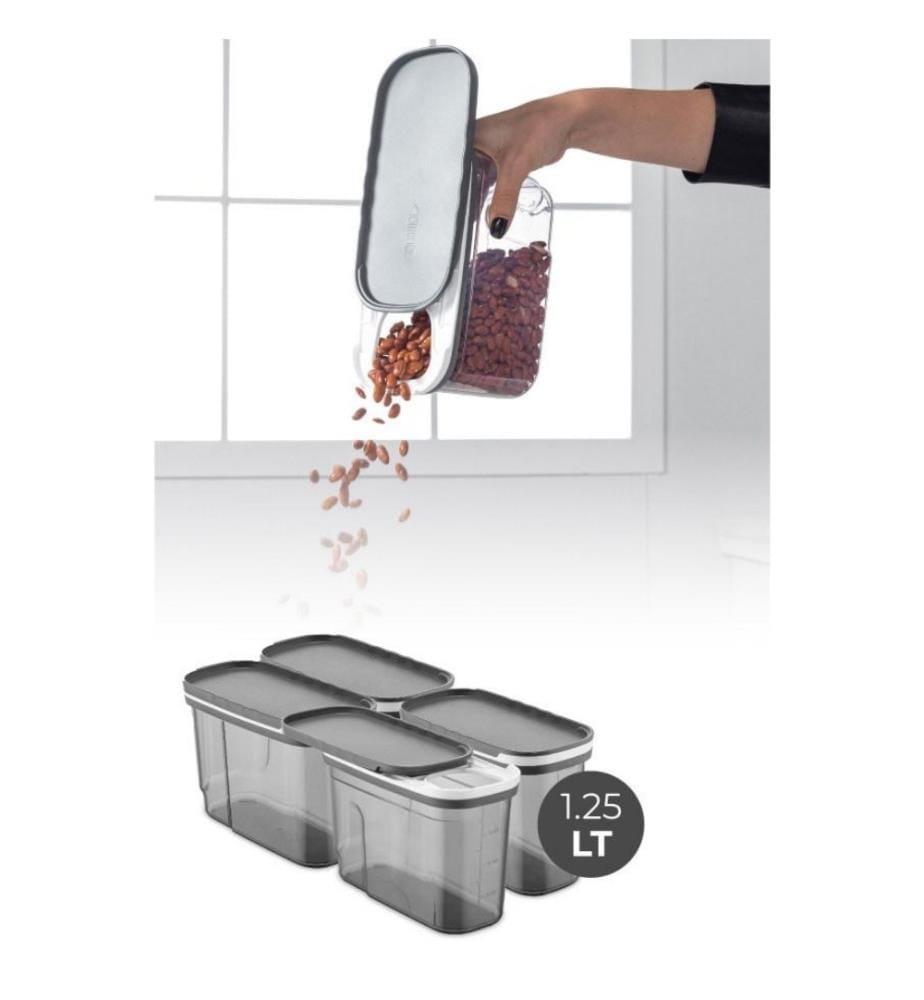 Storage Box Set, 4 Pieces, Anthracite, Plastic, Bpa Free