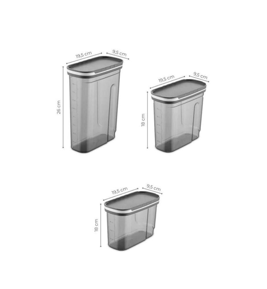 Storage Box Set, 9 Pieces, Anthracite, Plastic, Bpa Free