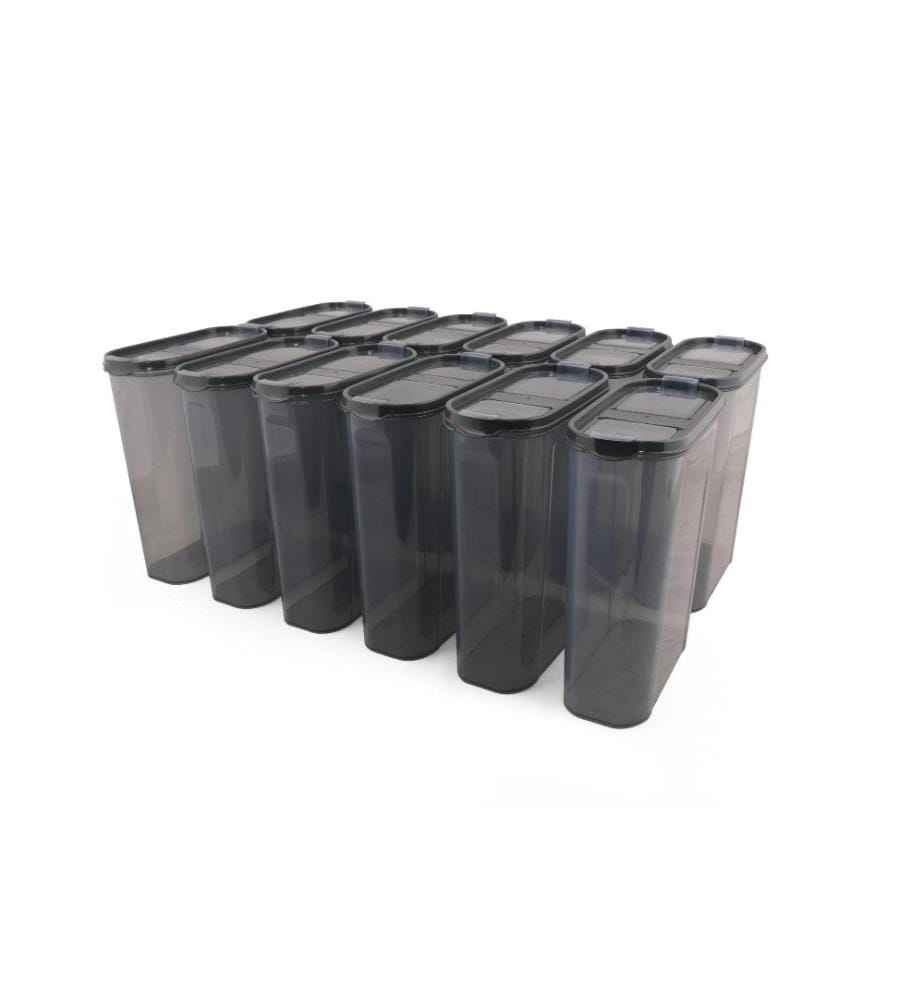 Storage Box Set, 12 Pieces, Anthracite, Plastic