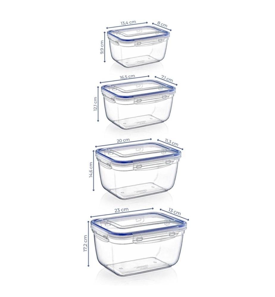 Set di contenitori, 4 pezzi, trasparente, plastica