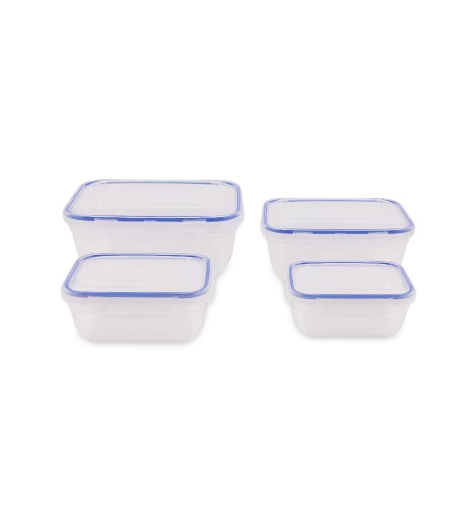 Set di contenitori, 4 pezzi, trasparente, plastica