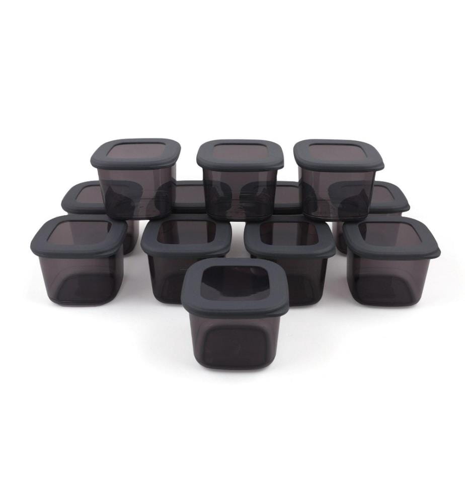 Storage Box Set, 12 Pieces, Anthracite, Plastic, Bpa Free