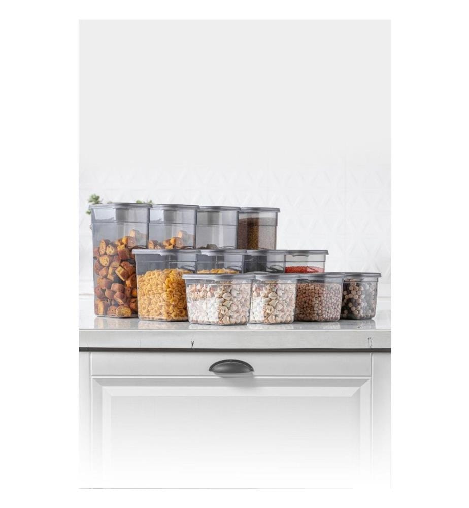 Storage Box Set, 12 Pieces, Anthracite, Plastic, Bpa Free