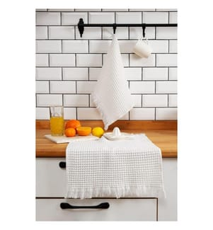 Ensemble de 2 serviettes de toilette, 100 % coton, blanches