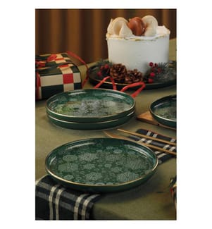Cake Serving Set, 4 Pieces, 100% PORCELAIN, Green