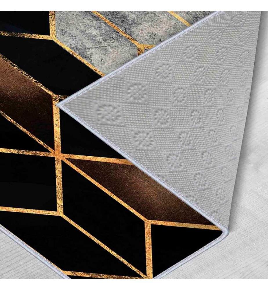 Teppich, Beige, Gold, Schwarz, 100% Polyester, 80 x 400 cm