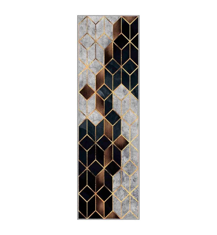 Teppich, Beige, Gold, Schwarz, 100% Polyester, 50 x 800 cm