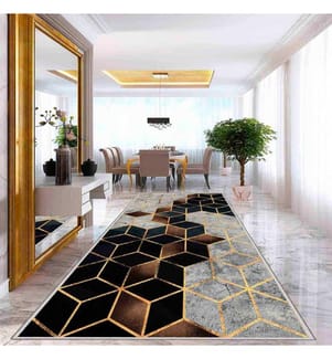 Tapis, beige, or, noir, 100% polyester, 80 x 600 cm