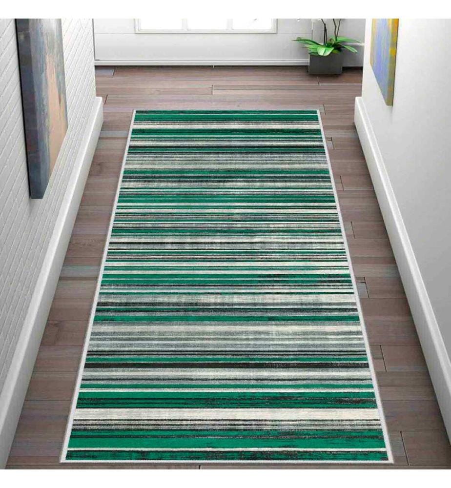 Tappeto, Bianco, Verde, Nero, 100% Poliestere, 80 x 600 cm
