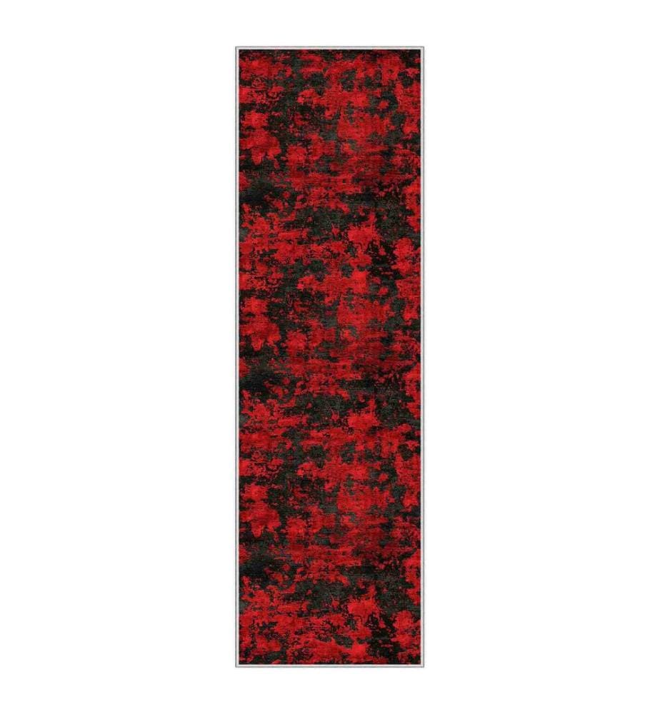 Tappeto, Rosso, Nero, 100% poliestere, 80 x 200 cm
