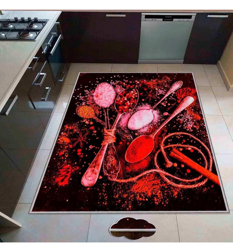 Tappeto, Rosso, Nero, 100% poliestere, 180 x 280 cm