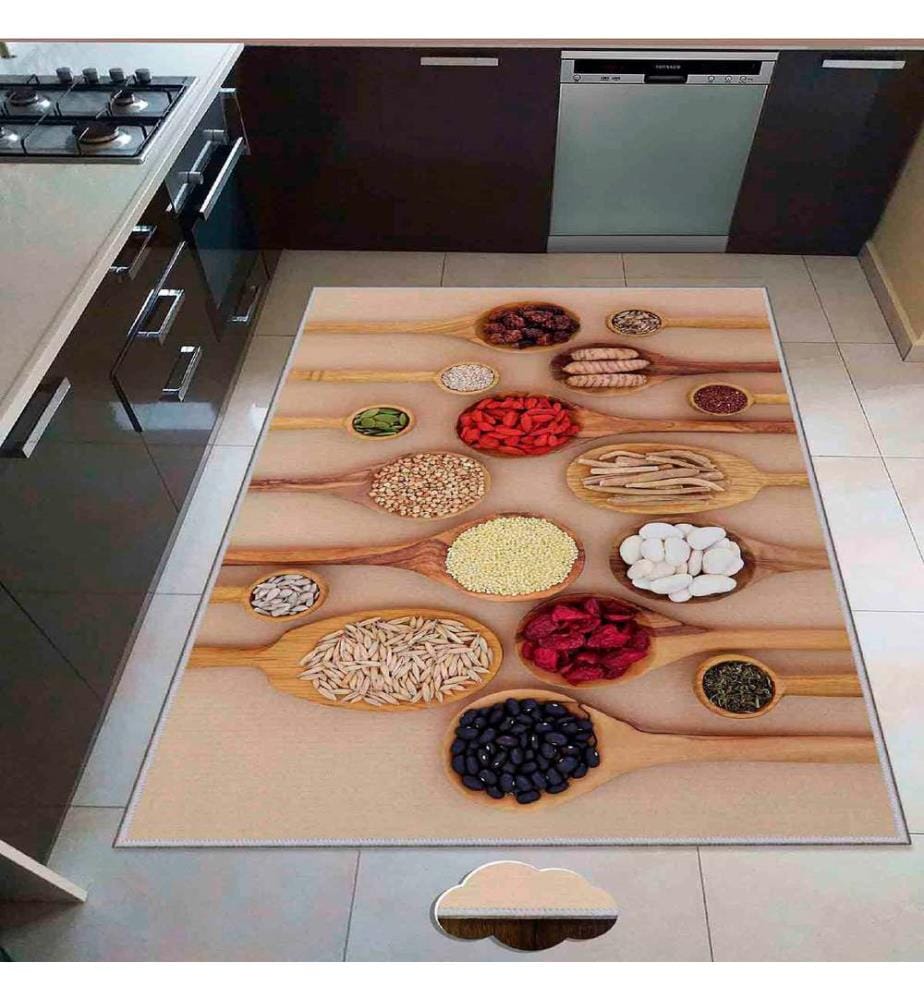 Tapis, crème, nude, rouge, vert, jaune, 100% polyester, 180 x 280 cm