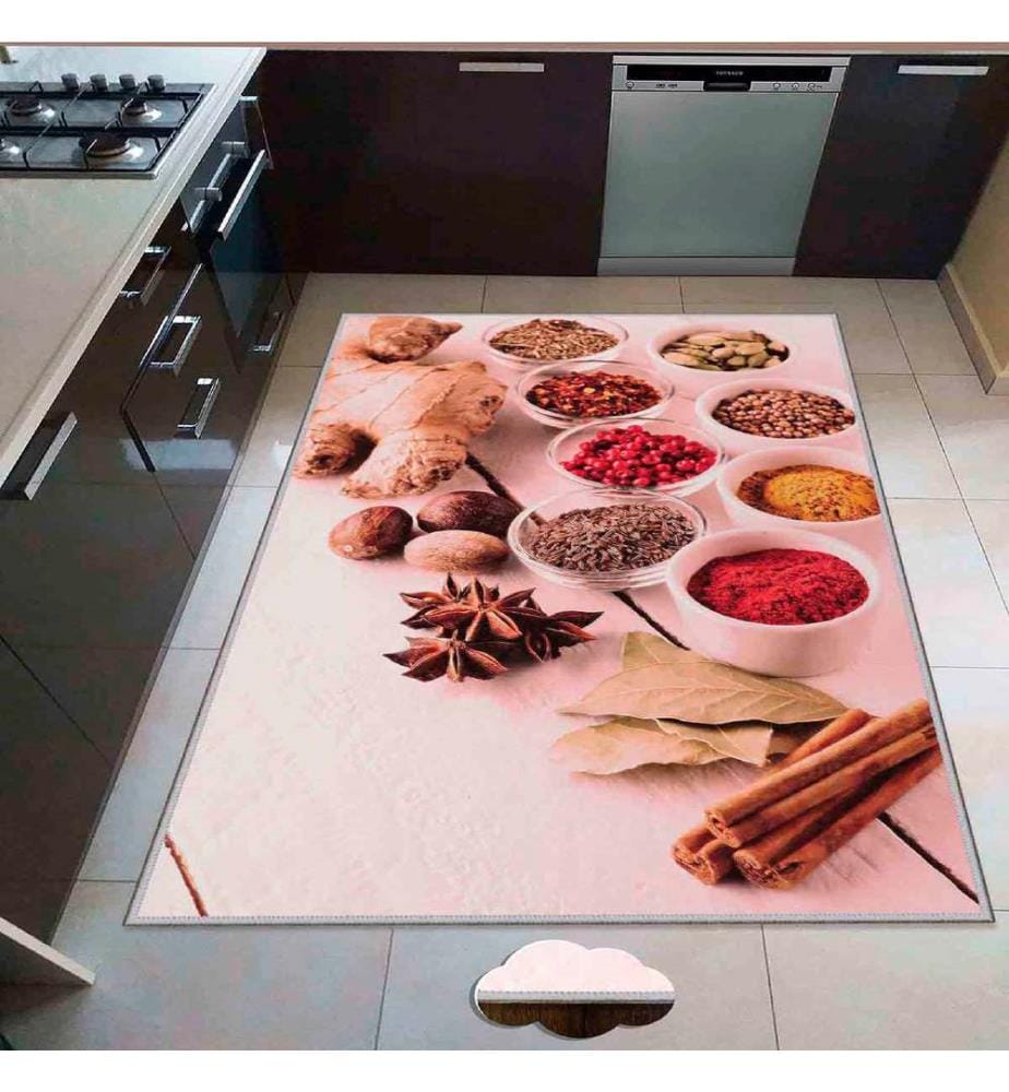 Tappeto, Crema, Rosa, Rosso, Marrone, 100% Poliestere, 100 x 200 cm