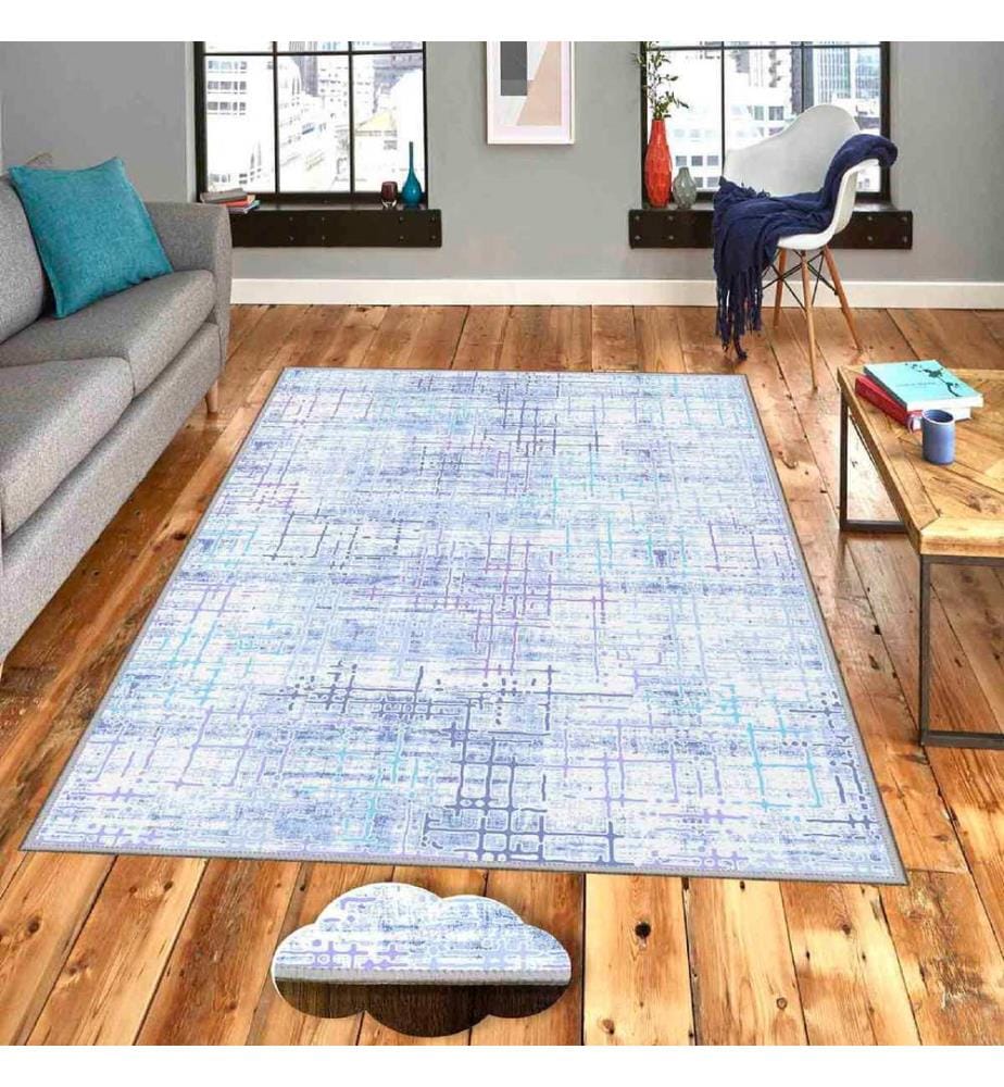 Tapis, blanc, lilas, bleu, bleu marine, 100% polyester, 100 x 300 cm