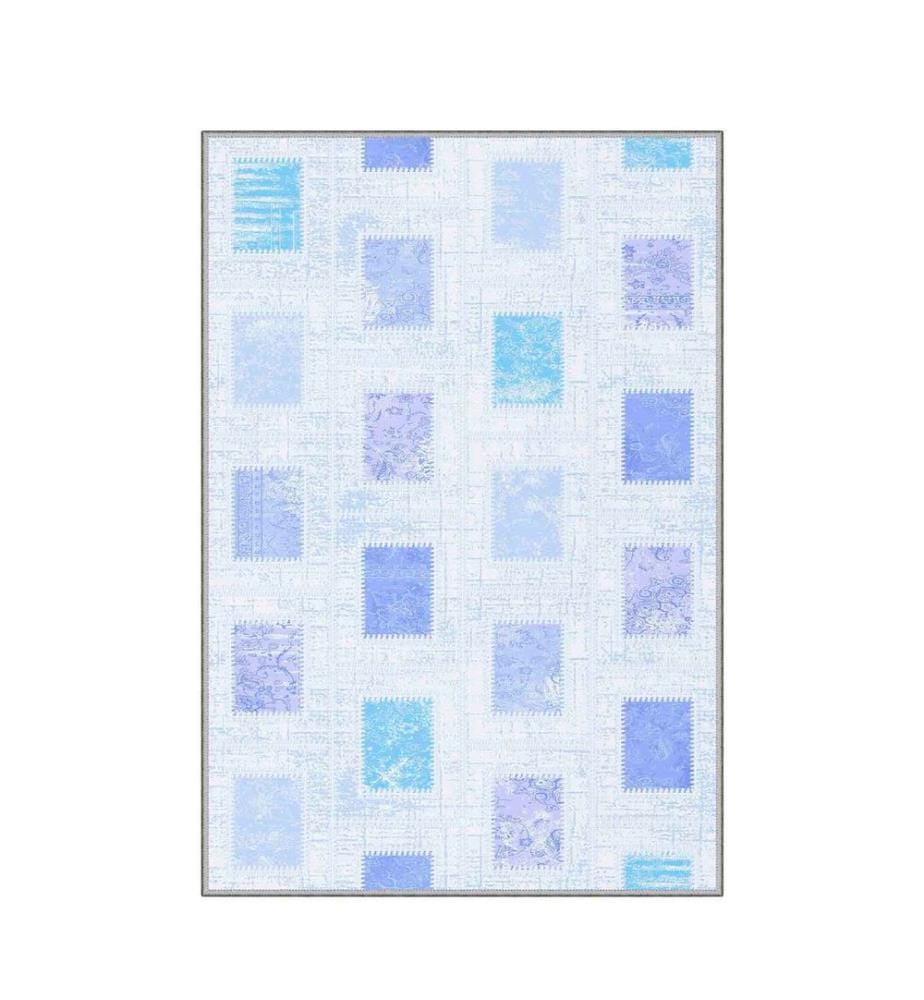 Tapis, blanc, bleu, lilas, 100% polyester, 80 x 120 cm