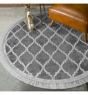 Gris, Tapis À Fusée Court, 160 X 160 cm, Polyester