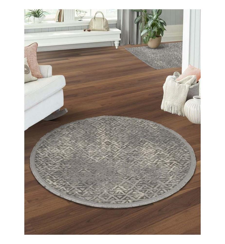 Teppich, Grau, 100% Polyester, Durchmesser: 80 cm