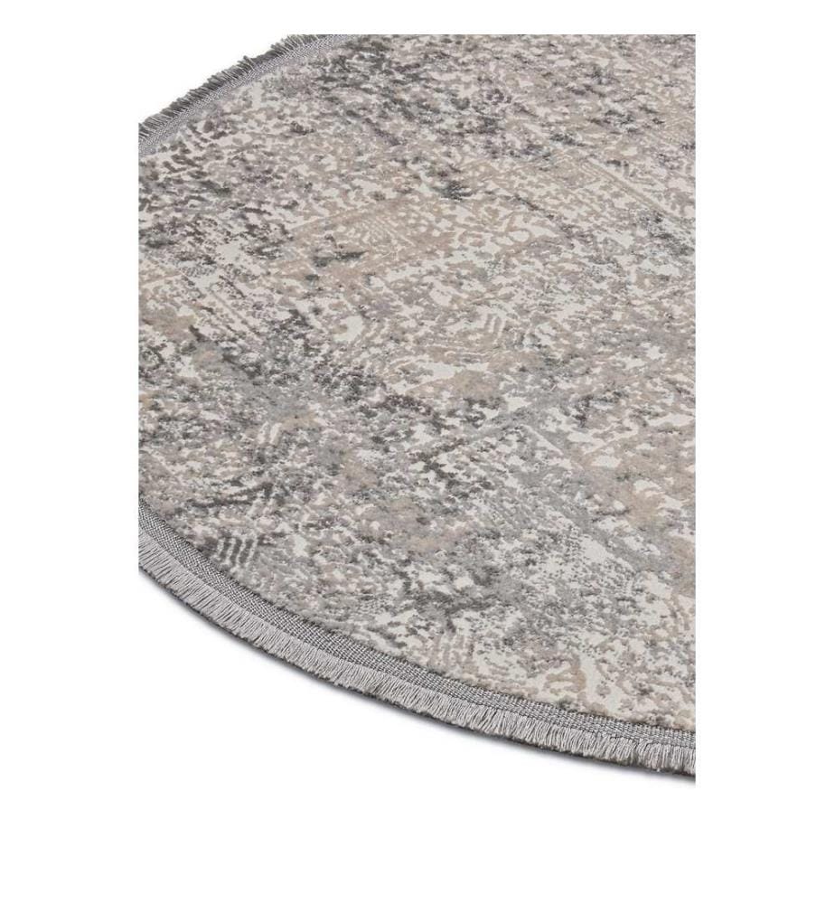 Teppich, Grau, Beige, 100% Polyester, Durchmesser: 100 cm