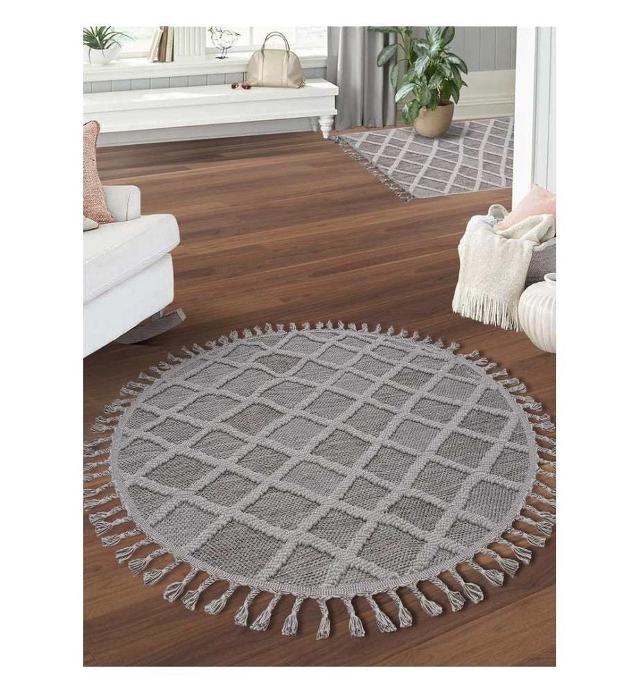 Tappeto, Grigio, 100% polipropilene, diametro: 100 cm