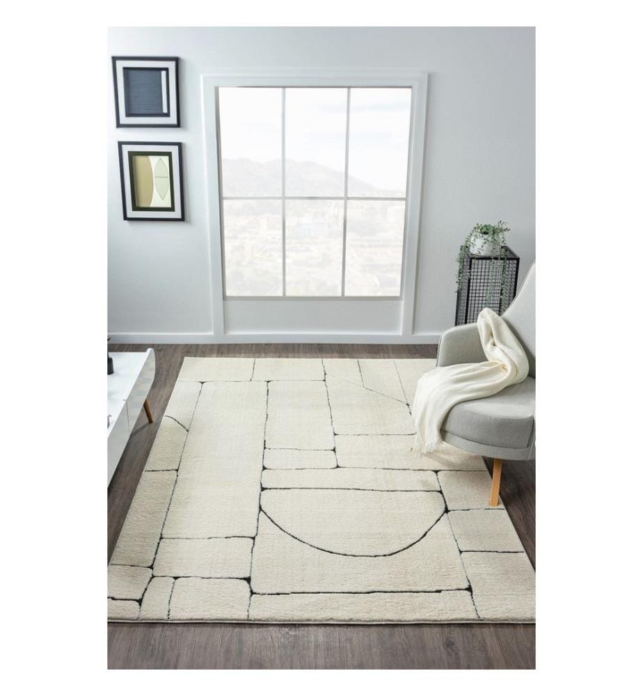 Tapis, crème, 100% polyester, 100 x 200 cm
