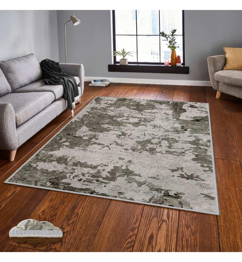 Tappeto, Grigio, Grigio scuro, 100% poliestere, 140 x 220 cm