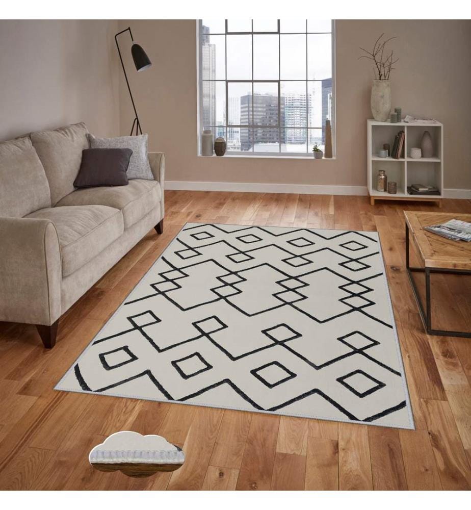 Tappeto, Beige, Nero, 100% poliestere, 160 x 230 cm