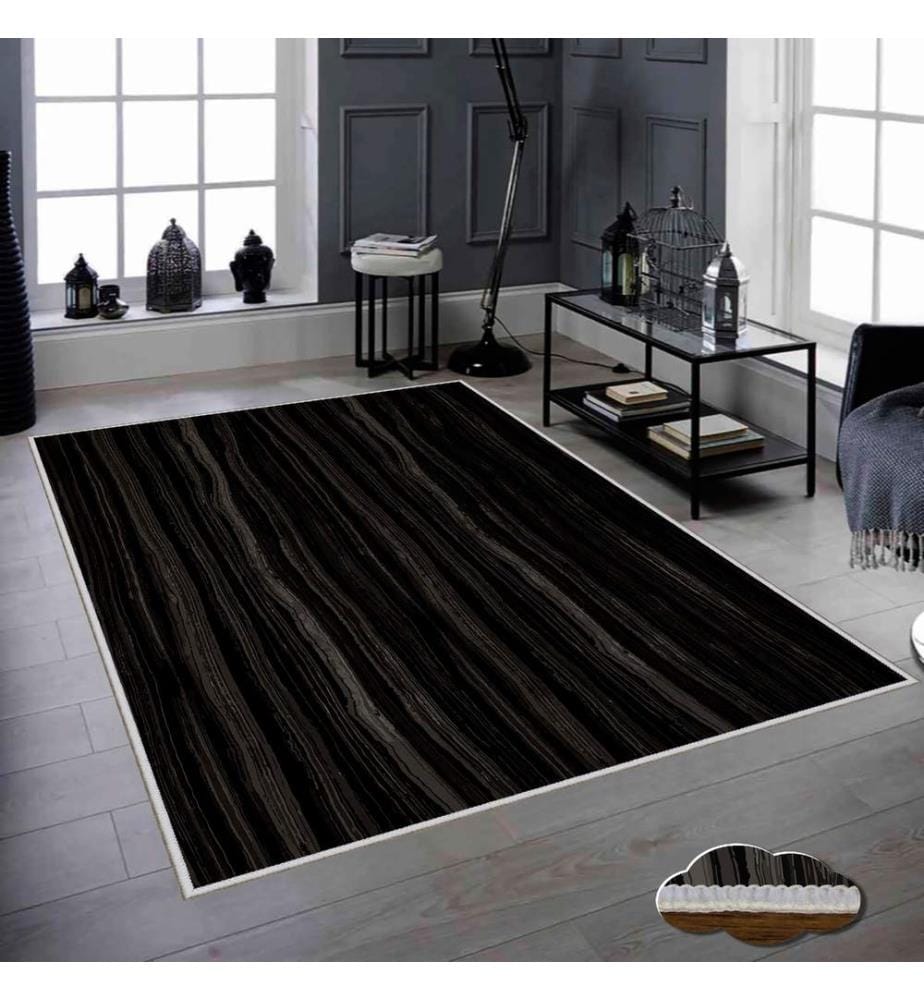 Tappeto, Oro, Nero, 100% poliestere, 80 x 300 cm