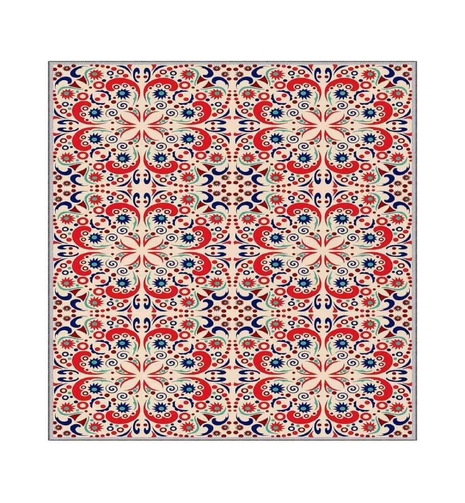 Tappeto, Crema, Rosso, Rosso, Blu, Blu marino, 100% poliestere, 120 x 180 cm