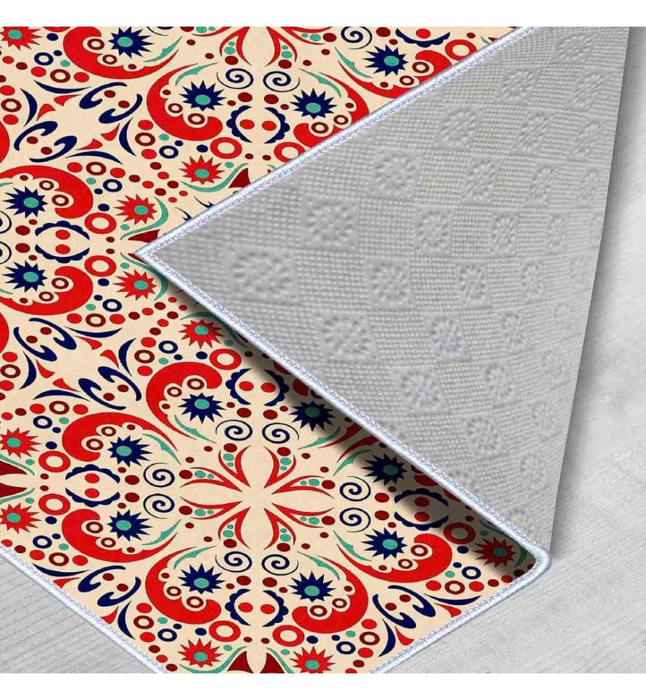 Tappeto, Crema, Rosso, Rosso, Blu, Blu marino, 100% poliestere, 120 x 180 cm
