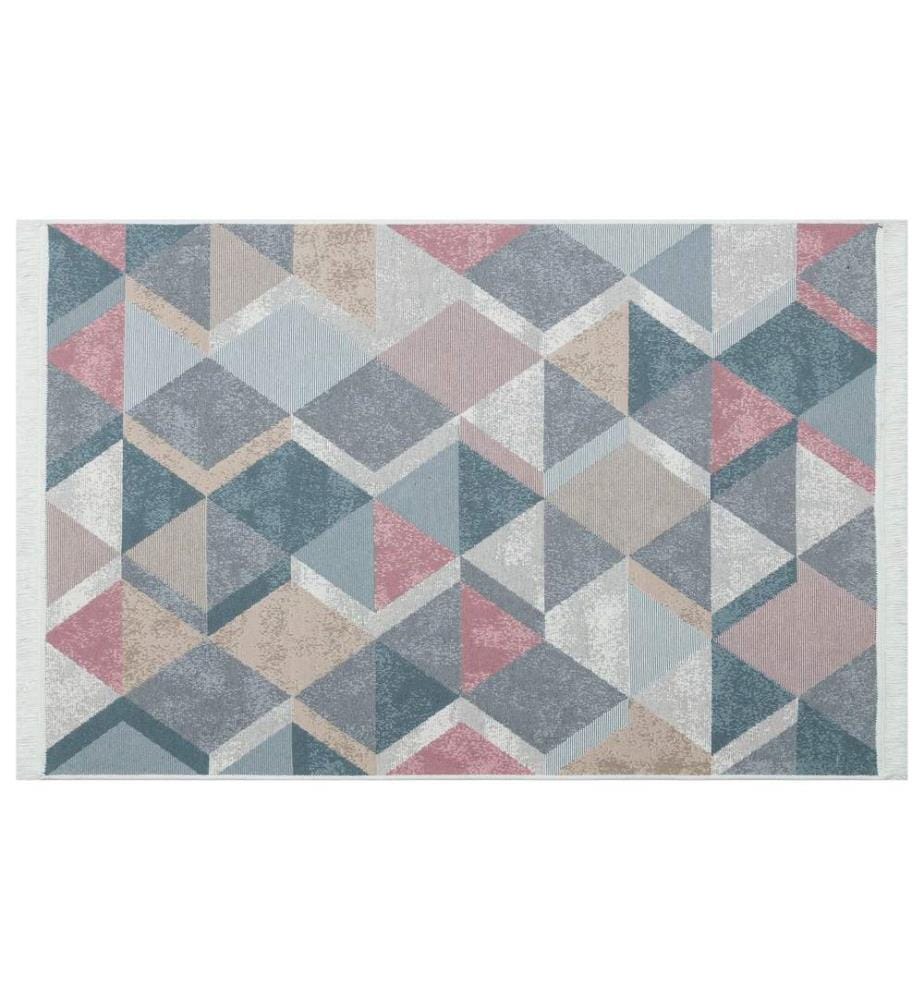 Teppich, 160 X 230, BlauRosaBeigeGrau, Baumwolle