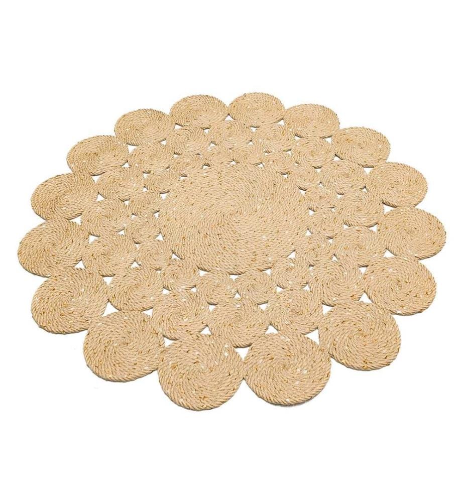 Tappeto Hall, Beige, 100% polipropilene / iuta / cotone riciclato, 150 x 150 cm
