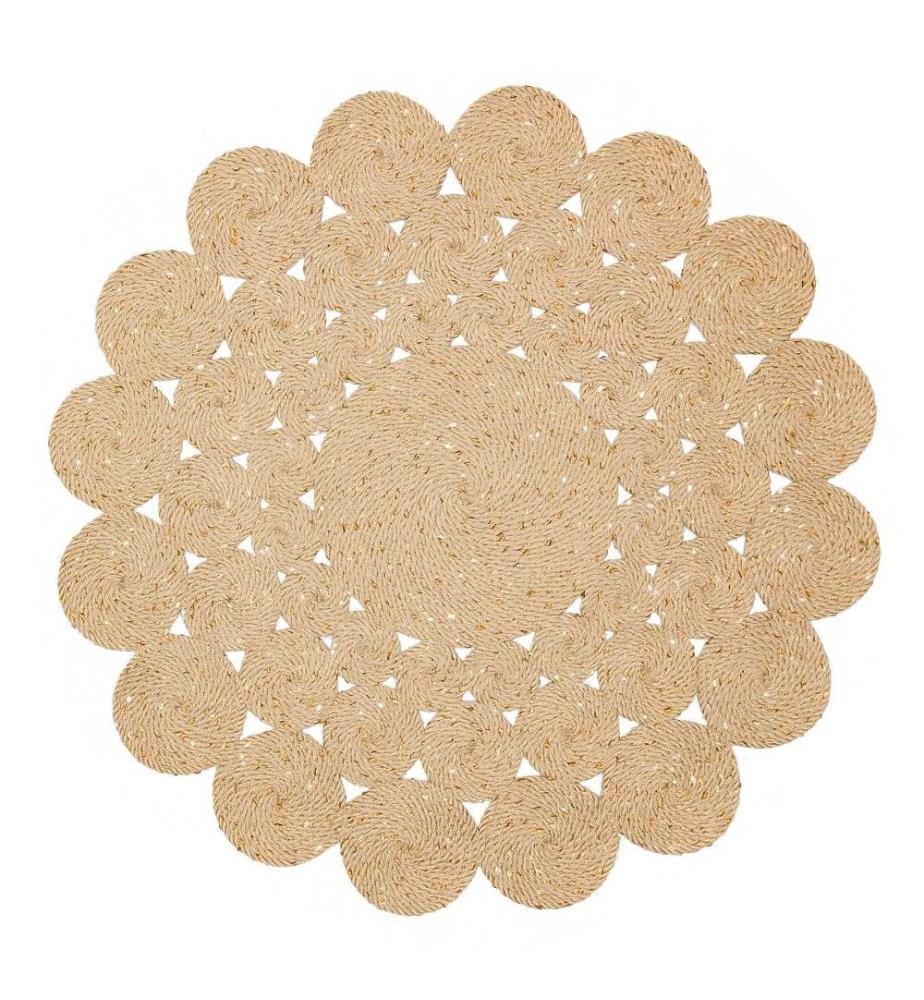 Tappeto Hall, Beige, 100% polipropilene / iuta / cotone riciclato, 150 x 150 cm