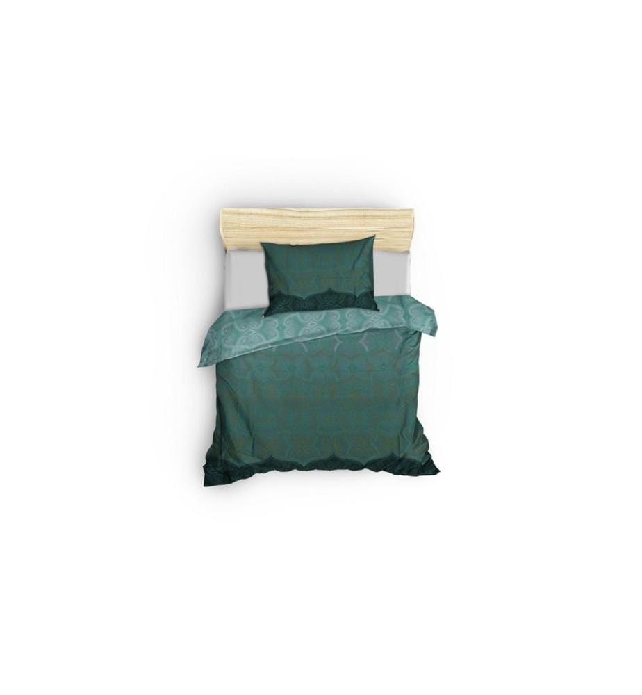 Satin Single Quilt Cover Set, GreenWhiteYellow, Cotton Satin